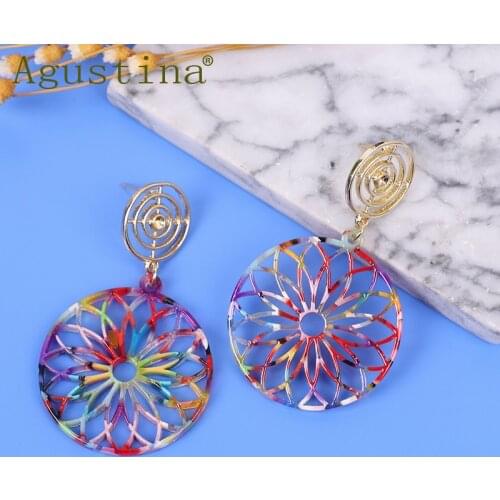 Acrylic Earrings for Women 2019 Bohemia new Fashion Jewelry Colorful Earring Minimalist Punk Girls Round hollow Simple Earings