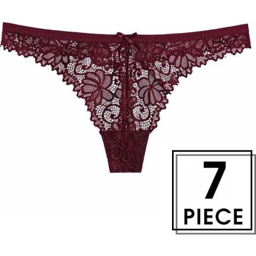 Women Underwear Sexy Lace Panties Seamless G-string Soft Low Waist Hollow Briefs Tempting Thongs Ladies Underpants 7pcs/lot