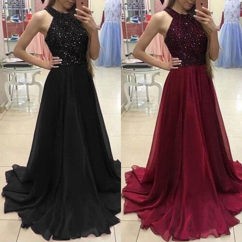 2020 Women Vintage Lace Long Dress Lady Sequins Patchwork Cocktail Long Dresses Sleeveless Wedding Party Formal Dresses
