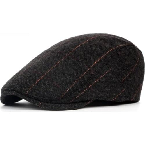 Winter Berets Caps For Men Casual Peaked Cap Berets British Retro Flat Ivy Cap Adjustable Tweed Gatsby Bone CL038