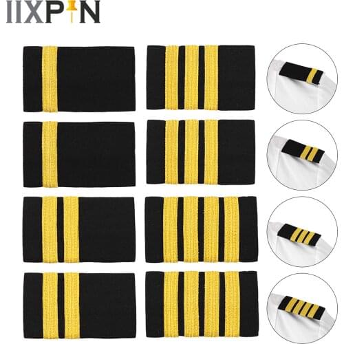 1 Pair Pilot Captain Gold Stripes Bar Epaulets Uniform Professional Decoration Shoulder Boards Epaulette DIY Badges for Clothing