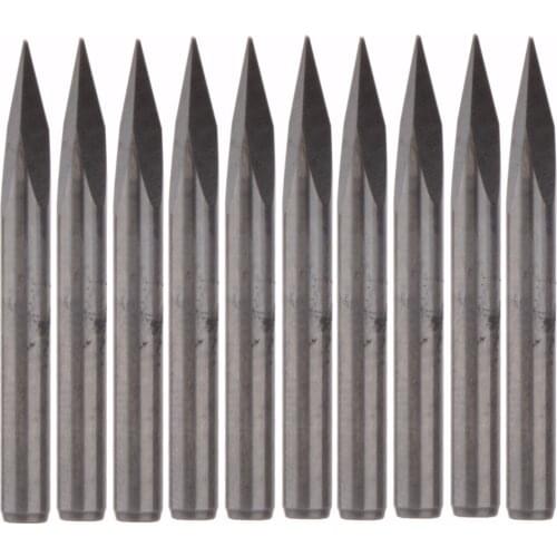 10Pcs Carbide Steel 25 Degree 1/8" Router Pyramid Engraving Bits CNC Machinery 0.3mm