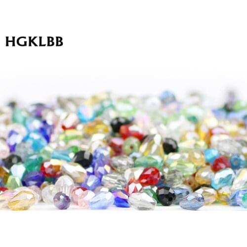100pcs Water droplet Austrian crystals beads 4*6mm pear shaped glass Loose beads for Jewelry Making bracelet DIY Accessories