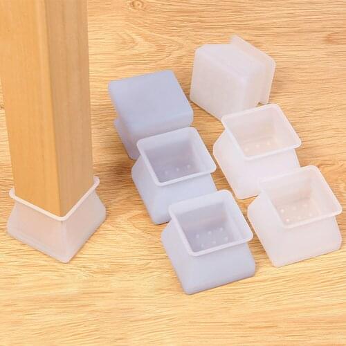 16PCS/Lot Silicone Chair Table Foot Cover Protector Furniture Feet Square Type Non-slip Leg Caps Bottom Corner Floor Safely Pad