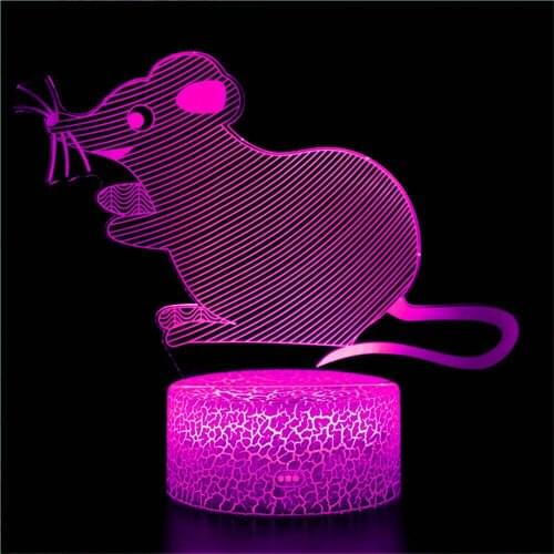 2021 Halloween April Fools Day Night Light Prank Remote Control Mouse Model Remote Control Animal Toy Gift 3D Night Light