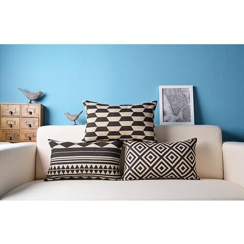 50*30 cm Lumbar Pillow Decorative Cushion Cover Black Abstract Geometric Pattern Throw Pillowcase Pillow Cover