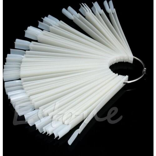 50 x False Nail Tips Polish Palette Nail Art Practice Fan Color Sticker Display C1FF