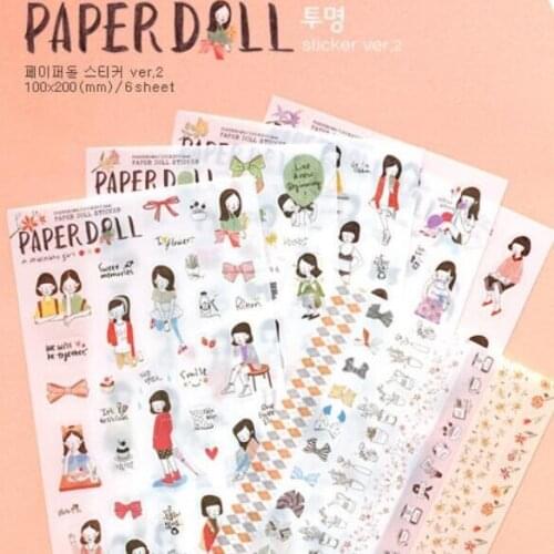 6pcs/lot Korea Drawing Girl DIY PVC Sticker Set Creative Decoration Packing Sticker Label/office School Stationery Supplies