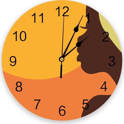 African Women Living Room Clock Wall Round Clocks Decor Home Bedroom Kitchen Decoration Wall Clocks