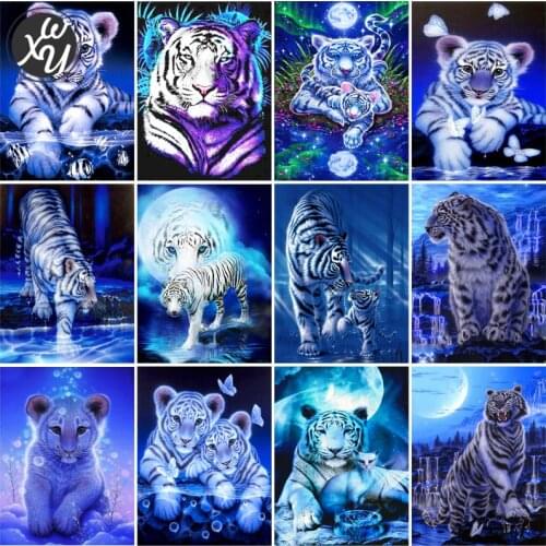 Tiger Diamond Painting Full Drill Diamond Embroidery Blue Diamond Art Diamond Mosaic Diamond Painting Kits for Adults for Decor