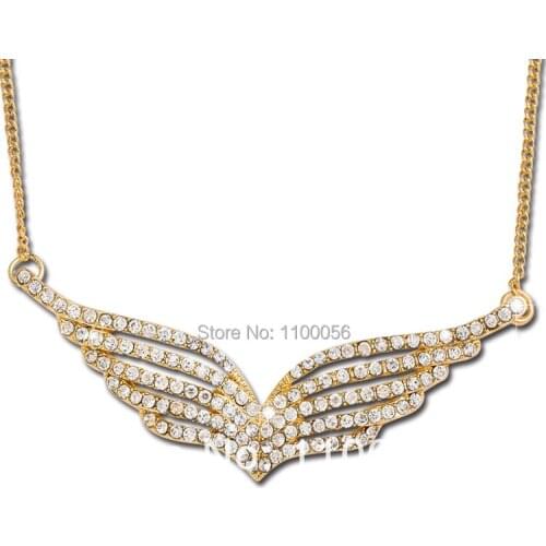 Free Shipping 2019 High School Graduation Gift Gold Plating Rhinestone Jewelry Angle Wings Necklaces T1323
