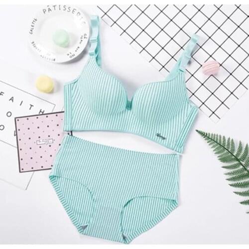 Brand high-end romantic temptation Bra set womens fashion striped underwear Push Up Lade bra and panties set