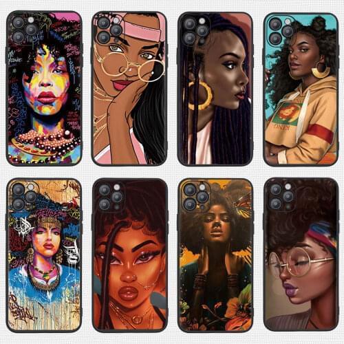 Afro Black Girl Magic Melanin Poppin Art phone Case For iPhone 12 Pro Max 11 Pro Max 8 6s 7 Plus X XS MAX XR TPU Silicone Cover