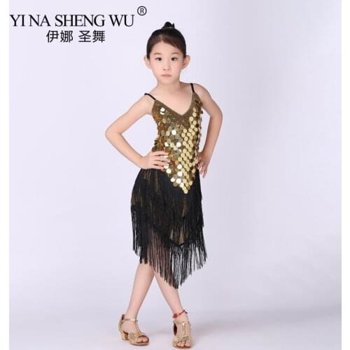 Kids Dresses for Girls Performance Latin Dance Dress for Children Ballroom Competition Performance Dance Dresses Fringe Dress