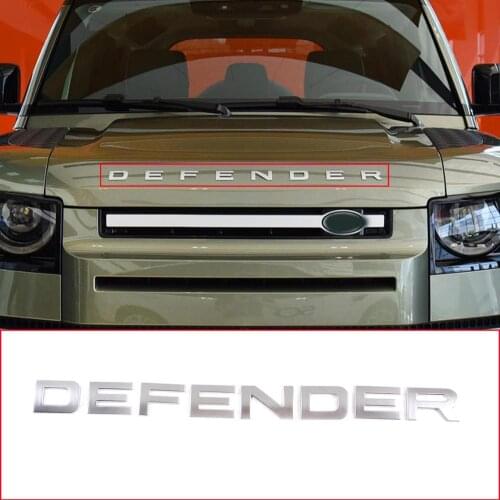 For Land Rover Defender 110 130 2014-20 For Defender 90 ABS Silver Engine cover DEFENDER Logo Wordmark Stickers Car Accessories