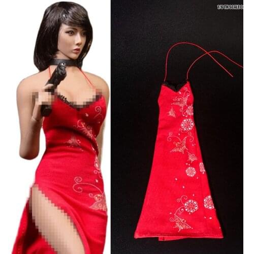 TYM102 In Stock 1/6 Scale Sexy Printed Cheongsam Clothes Female Figure Accessory Model for 12 inches Action Figure Body