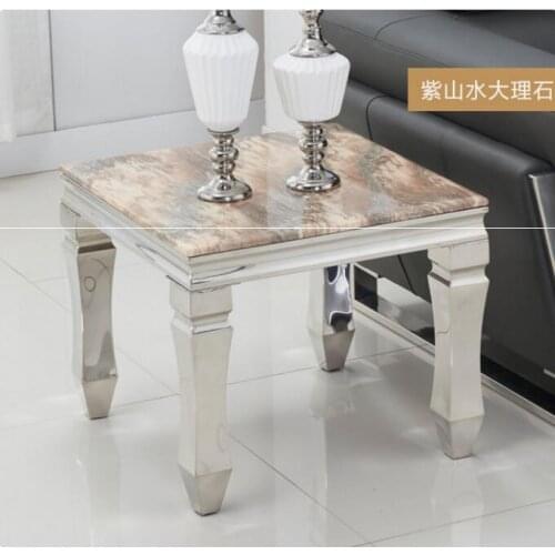 European simple metal assembly marble side phone several stainless steel tempered glass small coffee table sofa corner