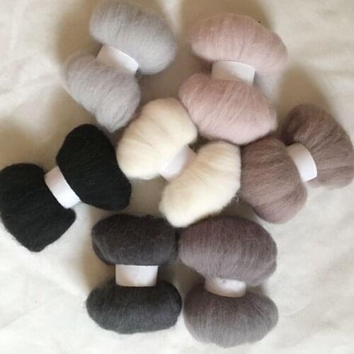 WFPFBEC 70g 10g/bag wolvilt feltro mixed naaldvilten lana merino wool fibre roving for needle felting doll diy crafa feutrine