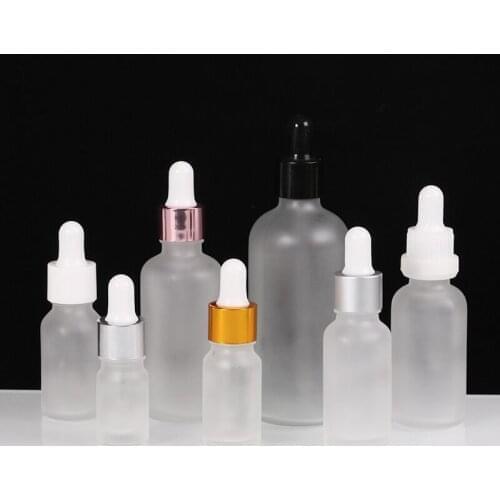 500pcs 5ml/10ml/15ml/20ml/30ml/50ml/100ml Frost Glass Dropper Bottle Essential Oil Liquid Aromatherapy Pipette Containers Bottle