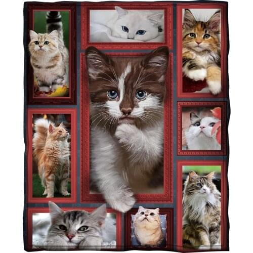 Cat 3d printed fleece blanket for Beds Hiking Picnic Thick Quilt Fashionable Bedspread Sherpa Throw Blanket Drop shipping 07