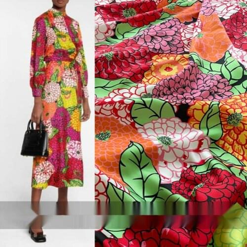 G Brand Hydrangea Twill Textile Sewing Material Polyester Fashion Digital Printing Fabric for Dress Handmade DIY Cloth per Meter