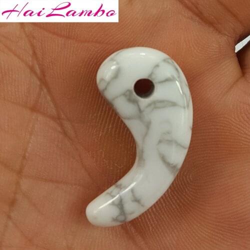 HaiLambo Charms Howlite Stone Carved Magatama Pendant Comma Bead Classic Lucky Jewelry Amulet Pendant Bead for Family Gift GY13