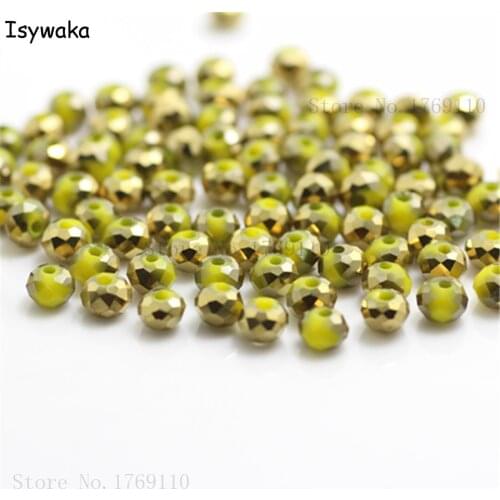Isywaka Solid Yellow Golden Colors 4mm 145pcs Rondelle Austria Crystal Glass Beads Loose Faceted Round Beads Jewelry Making