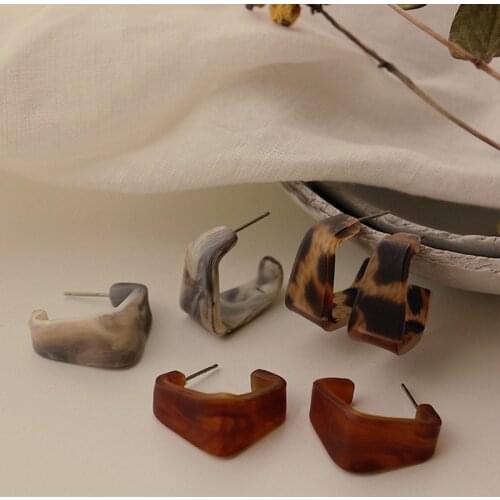 Korean Fashion Acrylic Hoop Earrings Geometric Irregular Square Acetic Acid Brincos de aro oorringen Jewelry Party Gifts