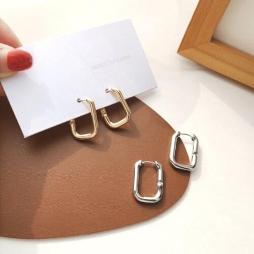 RUANME In 2021 The New Female Fashion Simple Geometric Rectangle Earrings Lovers Gift