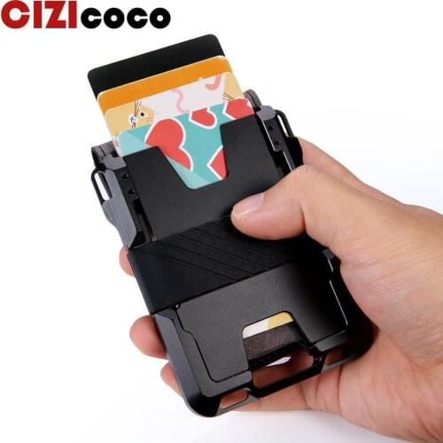 2020 New Credit Card Holder Aluminum RFID Blocking Wallet Crazy Horse Leather Minimalist Card Wallet Men Women ID Bank Card Case