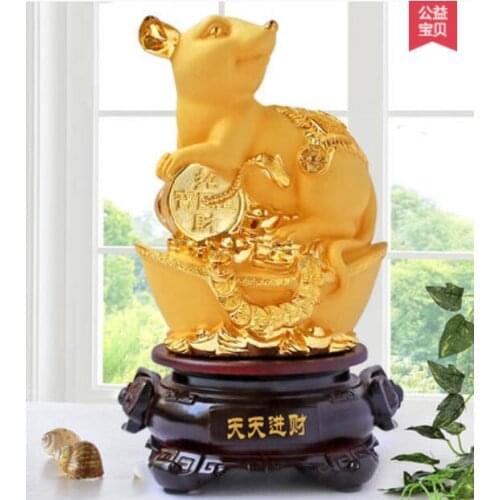 Sand Gold Golden Zodiac Rat Ornaments Zodiac Jade Rat Crafts Home Living Room Office Decoration Wedding crafts