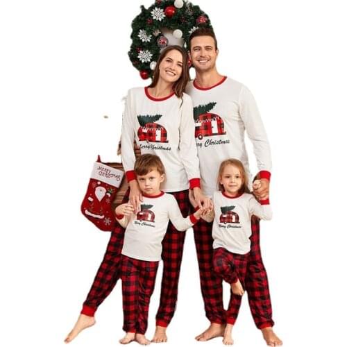 Family Pajamas Set Christmas Fashion Adult kids Pajamas set Cotton Nightwear Sleepwear Red Pyjamas Family Matching Outfits