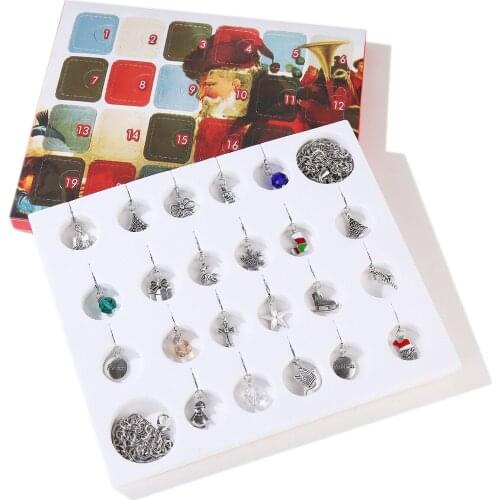 Behogar Christmas Advent Charm Calendar with 22pcs Charms for Christmas Xmas Childs Gifts DIY Necklace Christmas Advent Calendar