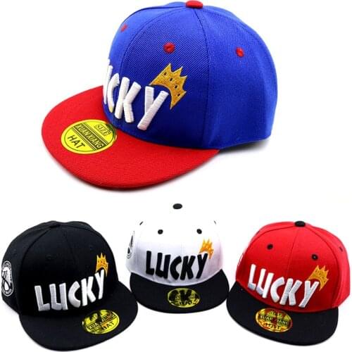 Baby Boys Girls Adjustable Flat Hat Fashion Kids Embroidery Lucky Printed Snapback Hip-hop Caps Children Sport Baseball Cap