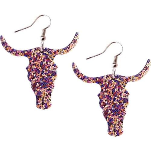 ZWPON 2020 Tauren Glitter Leather Earrings for Women Bohemian Multicolor Ethnic Taurus Dangle Earrings Fashion Jewelry Wholesale