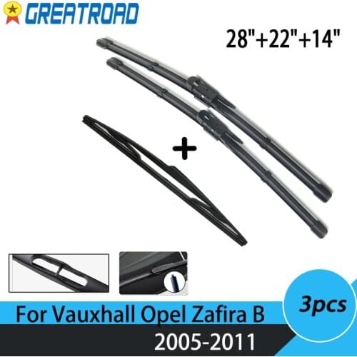 Wiper Front Rear Wiper Blades For Vauxhall Opel Zafira B 2005 - 2011 Windshield Windscreen Window 28"+22"+14"