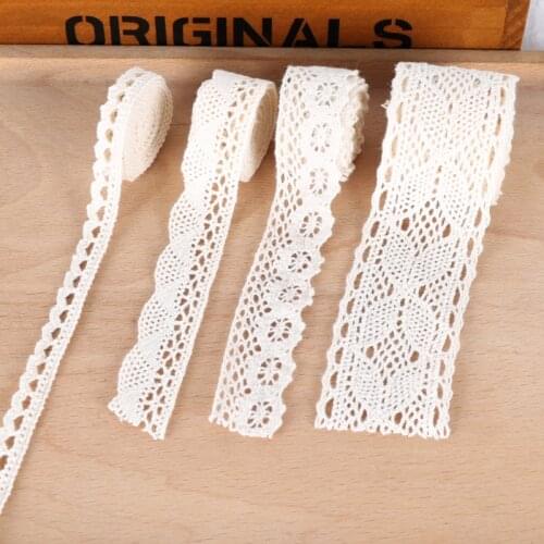 Apparel Sewing Fabric 10 Yards DIY Ivory Cream Trim Cotton Crocheted Lace Fabric Ribbon Handmade wedding Accessories