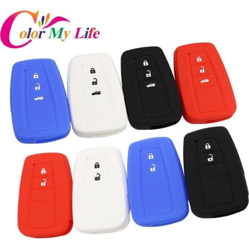 Color My Life Silicone Car Key Fob Cover Case for Toyota CHR C-HR Camry Prius Prado 2016 - 2020 2 3 Buttons Remote Keyless