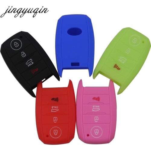 Jingyuqin 4 Buttons Silicone Car Key Cover for KIA K3 K5 Sorento Carens Cerato Forte Car Silicone Rubber Key Case Key bag