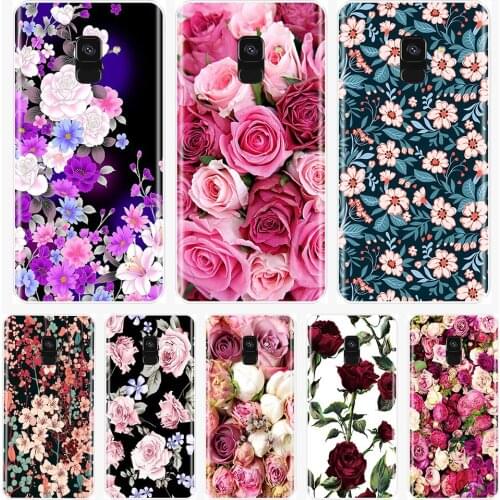 Silicone Phone Case For Samsung Galaxy A6 A8 Plus 2018 A5 A7 Vintage Flowers Soft Back Cover Samsung A3 A5 A7 2016 2017