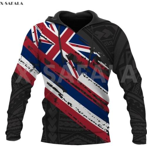 Hawaii Flag Polynesia Black Pattern 3D Over Printed Hoodie Man Women Unisex Outwear Zipper Pullover Sweatshirt Casual