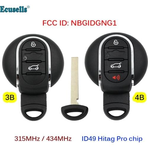 3/4 Buttons Smart Keyless Entry Remote Car Key Fob 315MHz 434MHz for BMW MINI Cooper Countryman Paceman Clubman with Insert Key