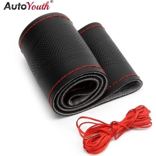 AUTOYOUTH Hand-Stitched Universal Microfiber Leather Car Steering Wheel 38 Cover Stitching Style Car-Styling Interior Accessory