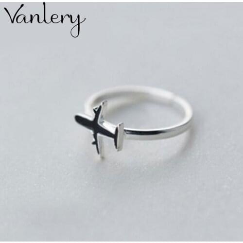 Exaggerated Vintage Black Airplane Rings For Women Men Charm Engagement Jewelry Girls Lady Open Finger Rings