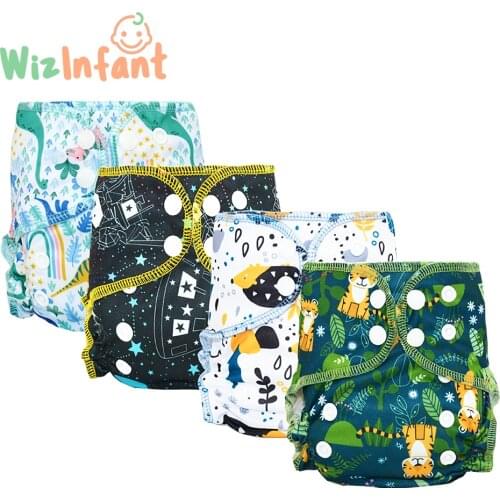 WizInfant Newborn Organic Cotton Colrful Binding Baby Diapers Tiny AIO Cloth Diaper,Waterproof PUL Fit 3-6KG Baby