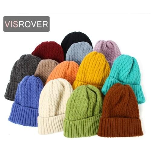 VISROVER 20 Colorway Unisex Striped Solid Acrylic Woman Winter Hat Bright Autumn Bonnet Acrylic Man Woman Warm Skullies Gift