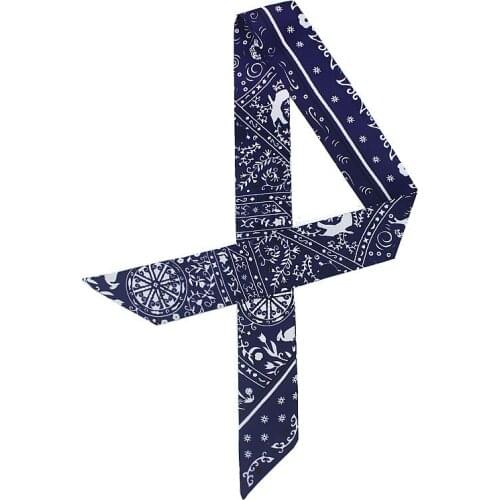 New Summer Twill Silk Scarf Women Floral Print Neck Bag Decoration Small Ribbon Hair Band Bohemia Magic Skinny Head Scarves