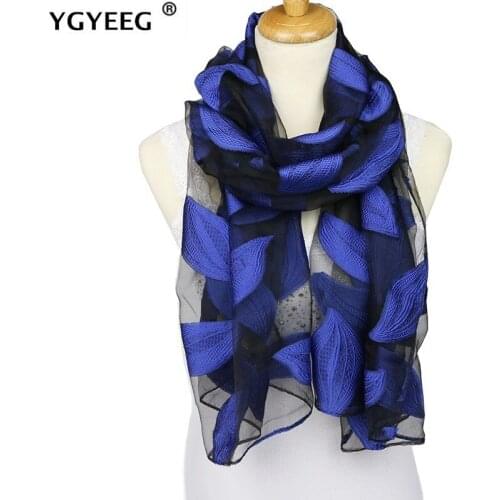 YGYEEG Women Simulation Silk Flower Scarf Scarves Girls Embroidery Sunscreen Shawl Adult Long Embroidered Lace Scarfs 70X185cm