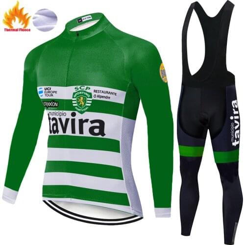 2020 Cycling Jersey team tavira Winter Thermal Fleece maillot largo ciclismo Bicycle MTB Bike pants 20D gel pad cycling set men