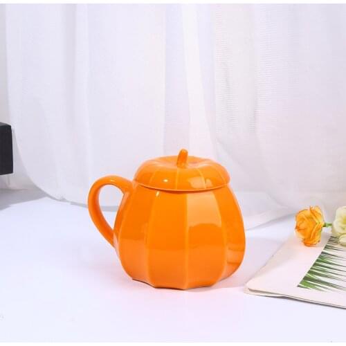 1 Pc Creative Pumpkin Shape Cup Ceramic Cup Coffee Cup Water Cup for Home Office (Orange)